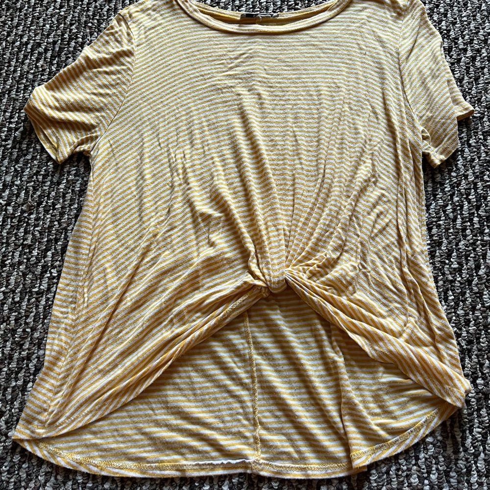 Yellow and white tee
